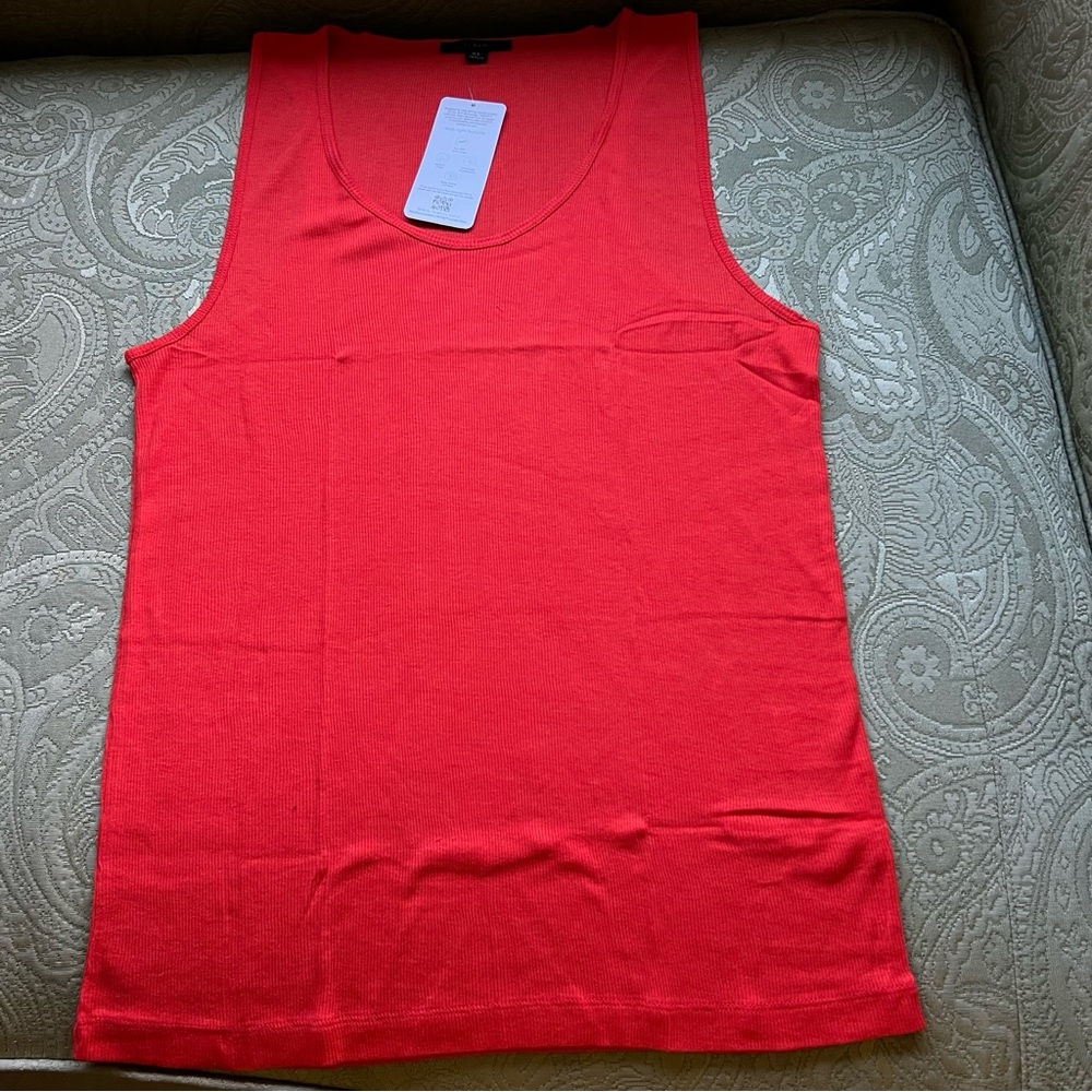 NWT J. Crew Fine Rib Favorite Tank Size XL Orange/Red
